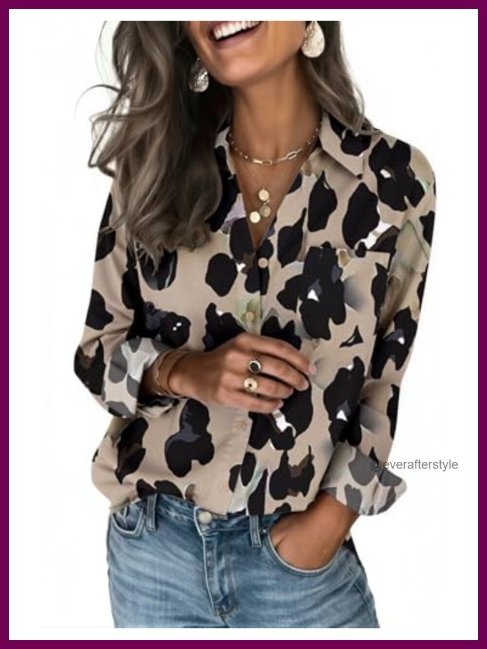 Silky Soft Long Sleeve Button Down Blouse - Dressy Casual V-Neck Shirt